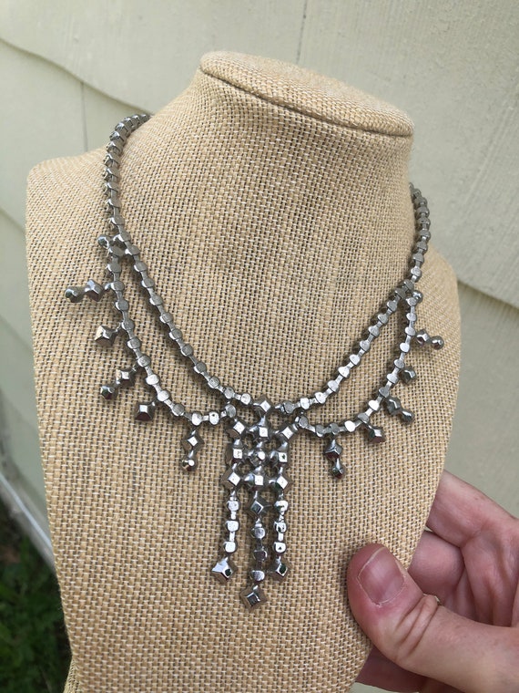 Vintage Art Deco rhinestone festoon necklace, fir… - image 4