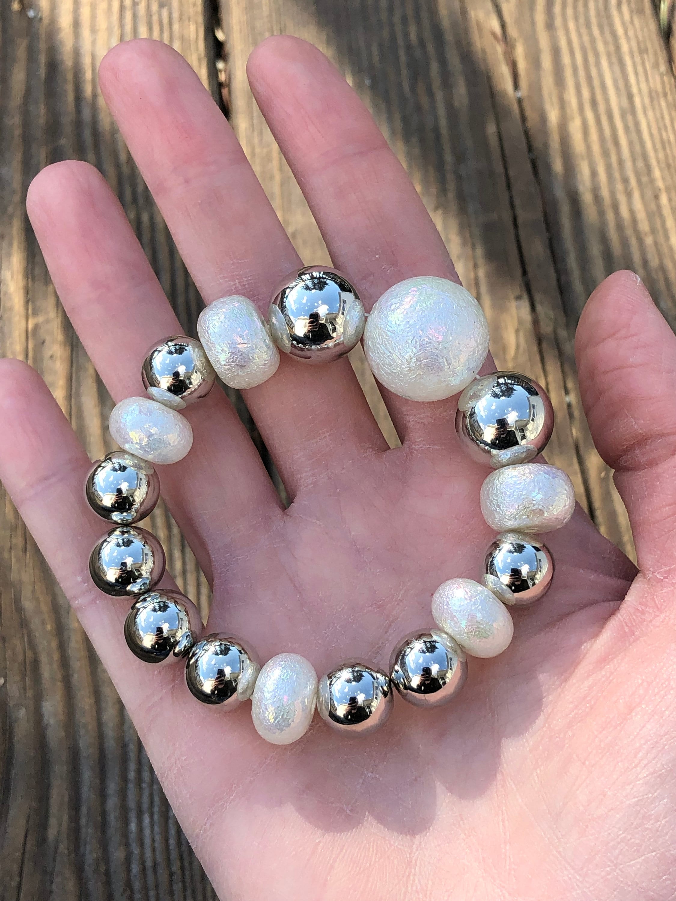 Cute Costume Jewelry Bracelet With Large Iridescent Beads - Etsy