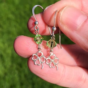 Sterling silver lucky four leaf clover earrings