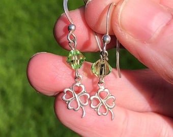 Sterling silver lucky four leaf clover earrings