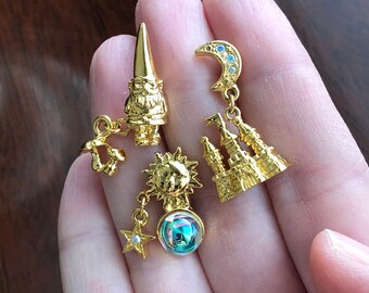 Vintage Estate New Designer Signed Kirks Folly Design Rhinestone Star Earrings Stud Post Statement Runway Fashion Jewelry Costume Jewelry