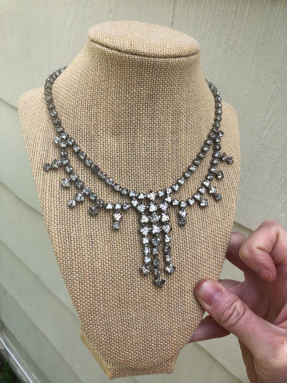 Vintage Art Deco rhinestone festoon necklace, fir… - image 3