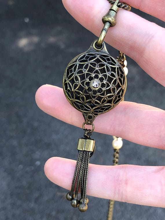 Victorian revival slide locket with enamel, gorgeous! - Gem