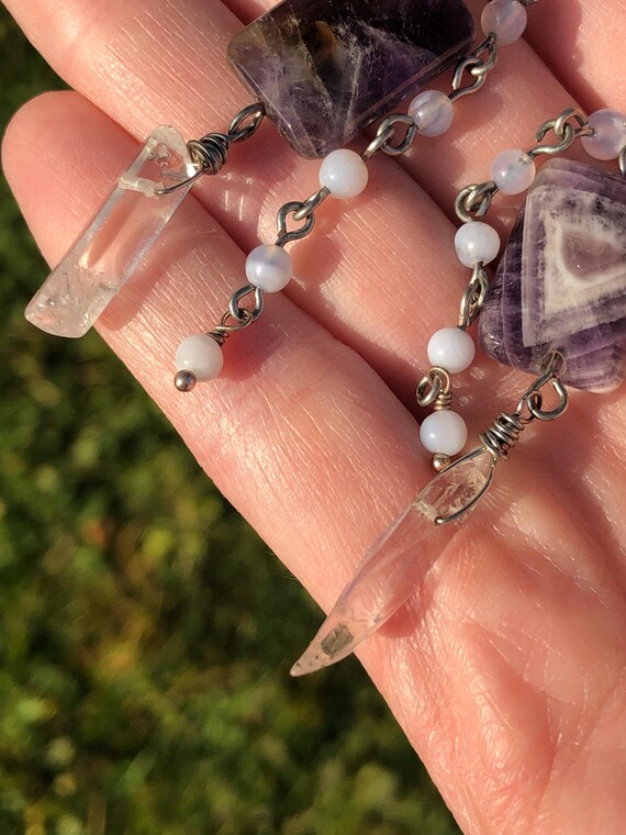 Handmade gemstone statement earrings on sterling … - image 3