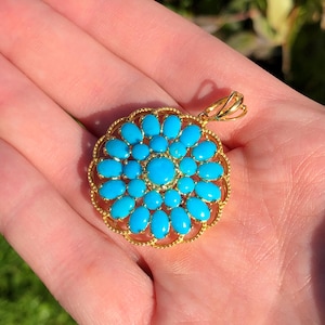 Vermeil sterling and turquoise 925 pendant, stunning color!