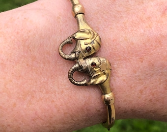 Amazing Victorian elephant clamper bracelet. Small size, 6 inch wrist