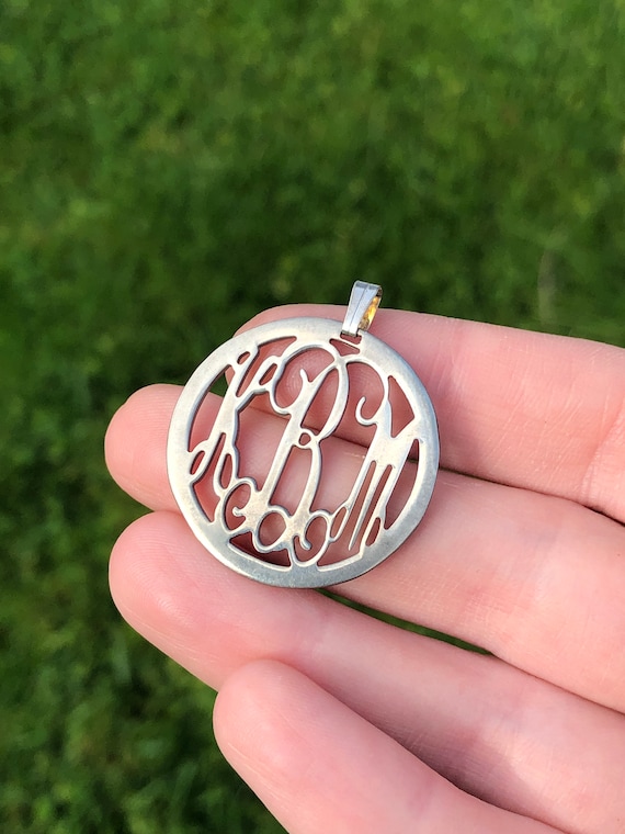 Sterling initials pendant, KBM