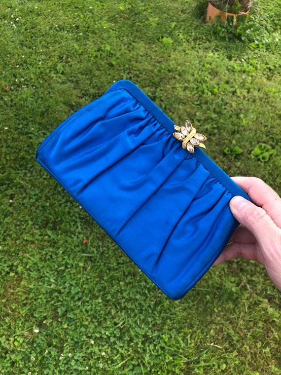 Bright royal blue vintage clutch purse, Garay