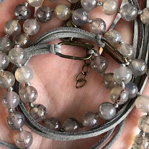 Moss agate beaded necklace