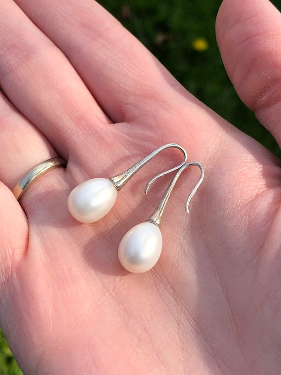 Pearl and sterling earrings