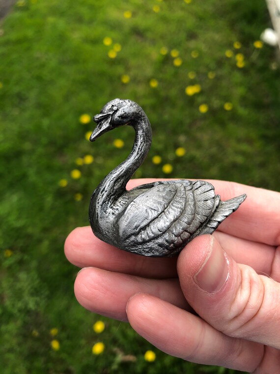 Hefty Signed Swan Pewter Figurine Pewter Sculpture Miniature Etsy
