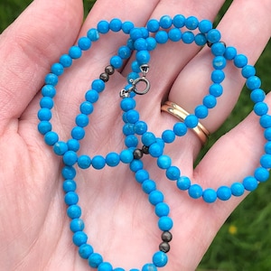 Blue stone bead and sterling necklace