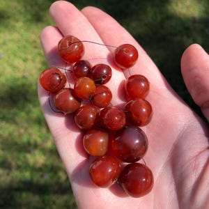 Antique carnelian beads, for repurpose, 17 beads total, graduated size