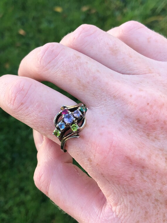 Gorgeous multi-gemstone ring, sterling vermeil, s… - image 6