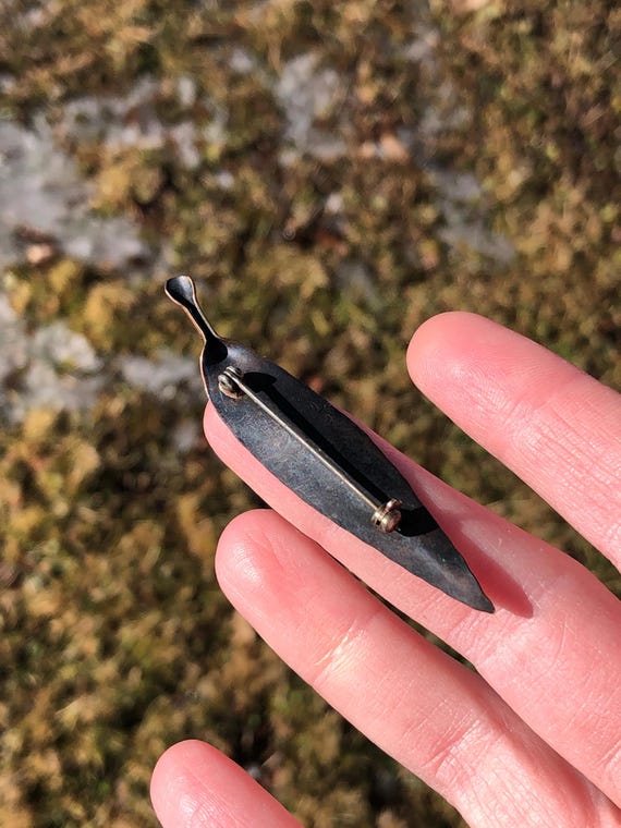 Signed Stuart Nye copper leaf pin - image 4