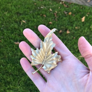 Large signed Trifari dimensional leaf brooch designed by Alfred Philippe, very life like.