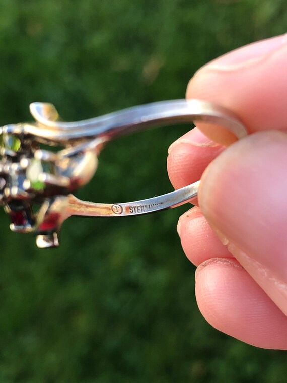 Gorgeous multi-gemstone ring, sterling vermeil, s… - image 7