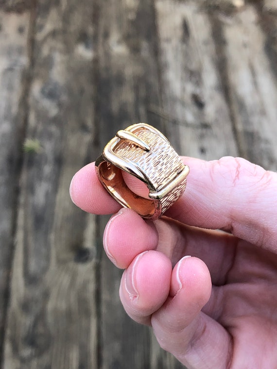 Sterling Silver Vermeil Wide Buckle Ring Size 6.75 - Etsy