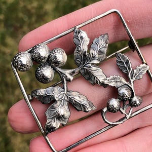 Antique sterling raspberry brooch, art nouveau