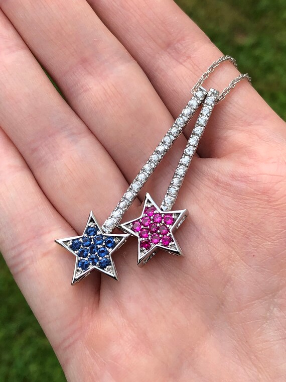 Platinum Plated Choice of Gemstone Shooting Stars East-West 18