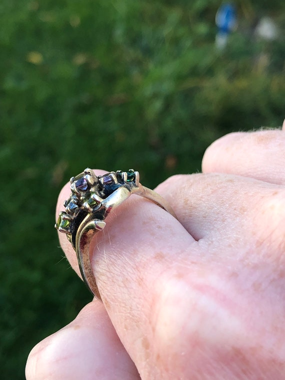 Gorgeous multi-gemstone ring, sterling vermeil, s… - image 3