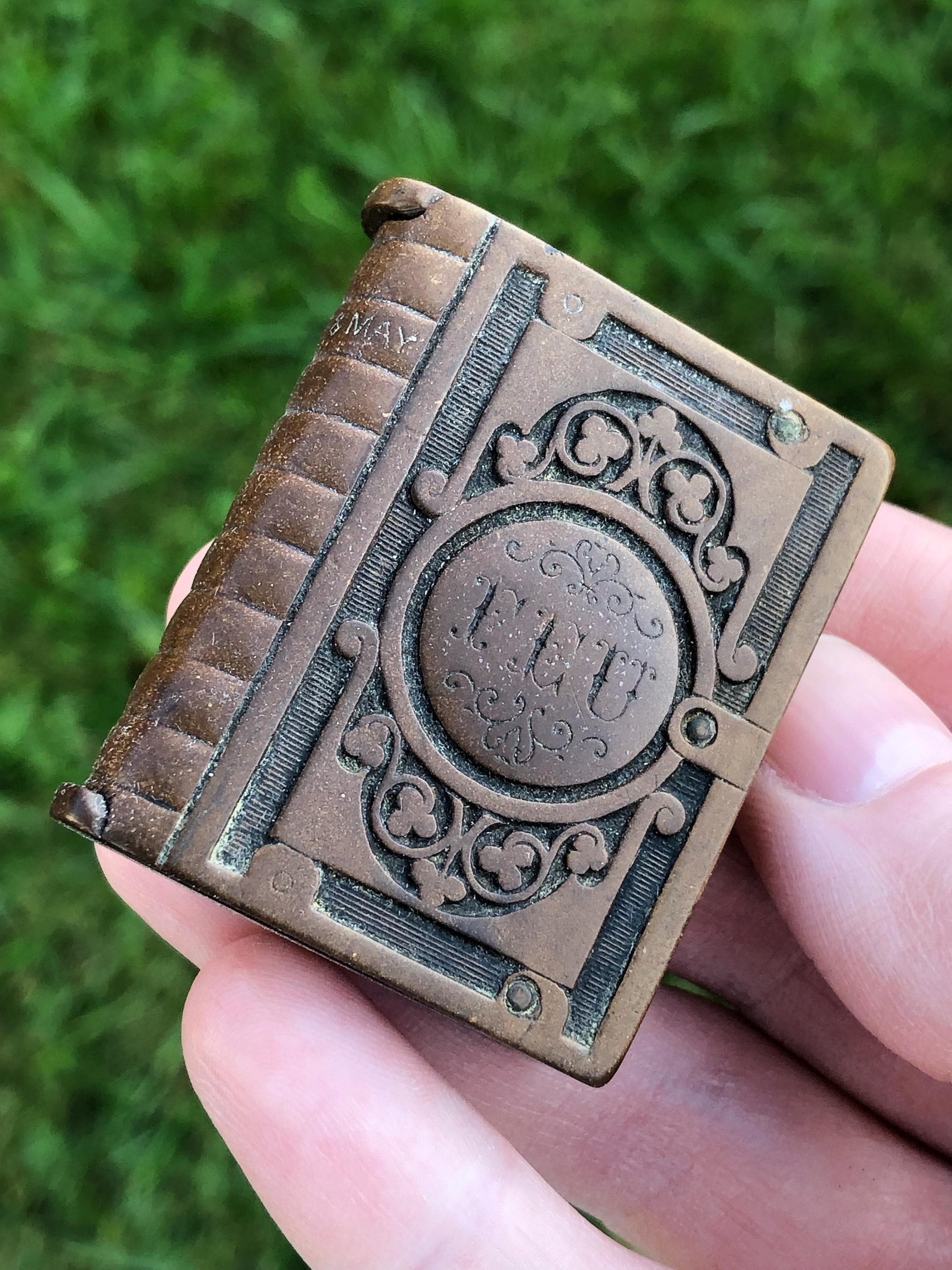 Antique Ornate Vulcanite Match Safe 