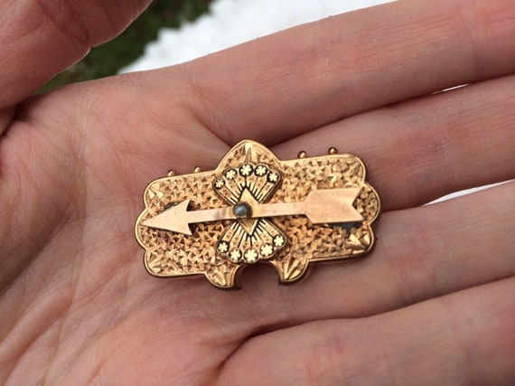Victorian gold filled arrow brooch and pendant sen