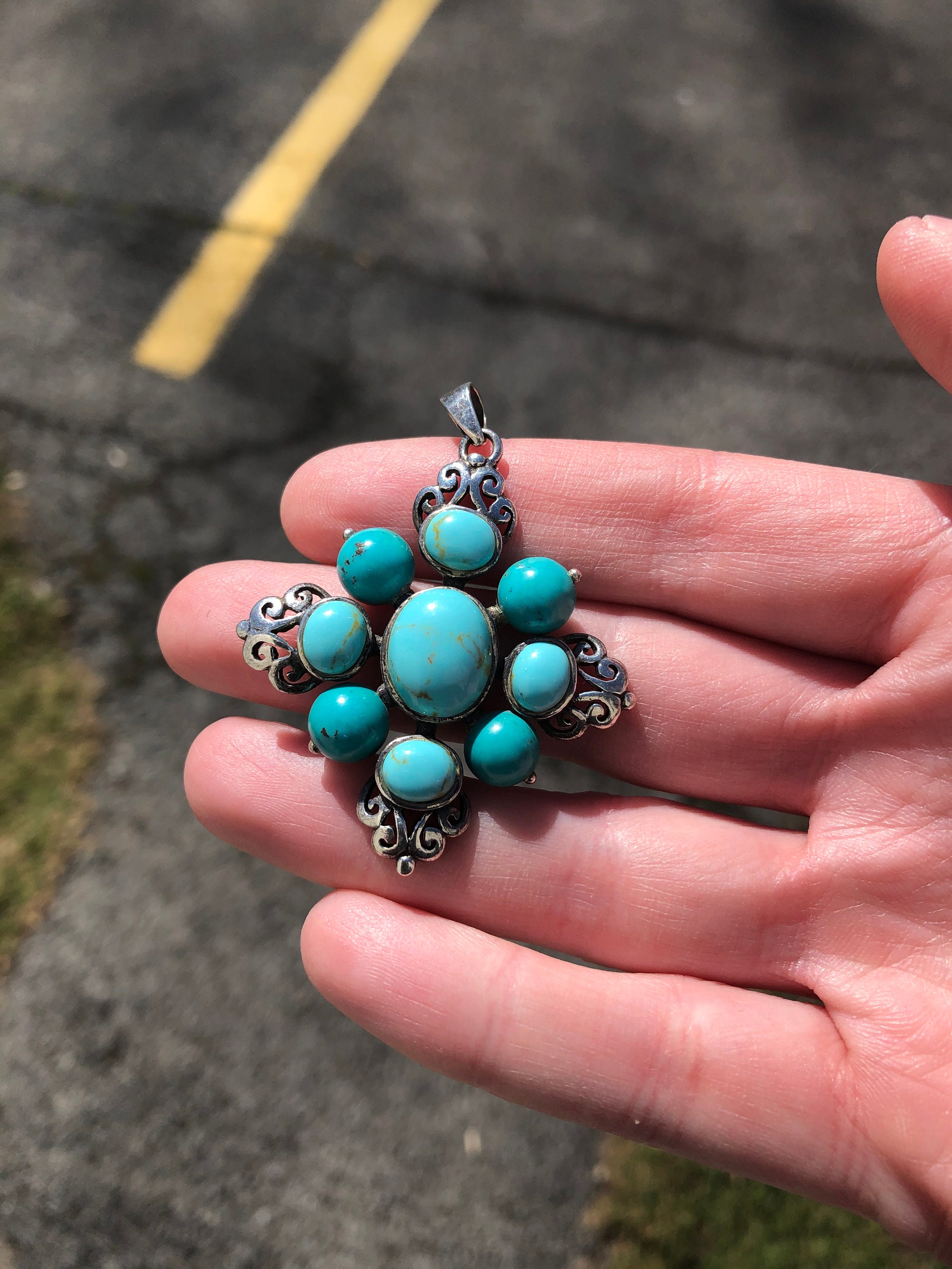 Vintage Large Victorian Style Turquoise 