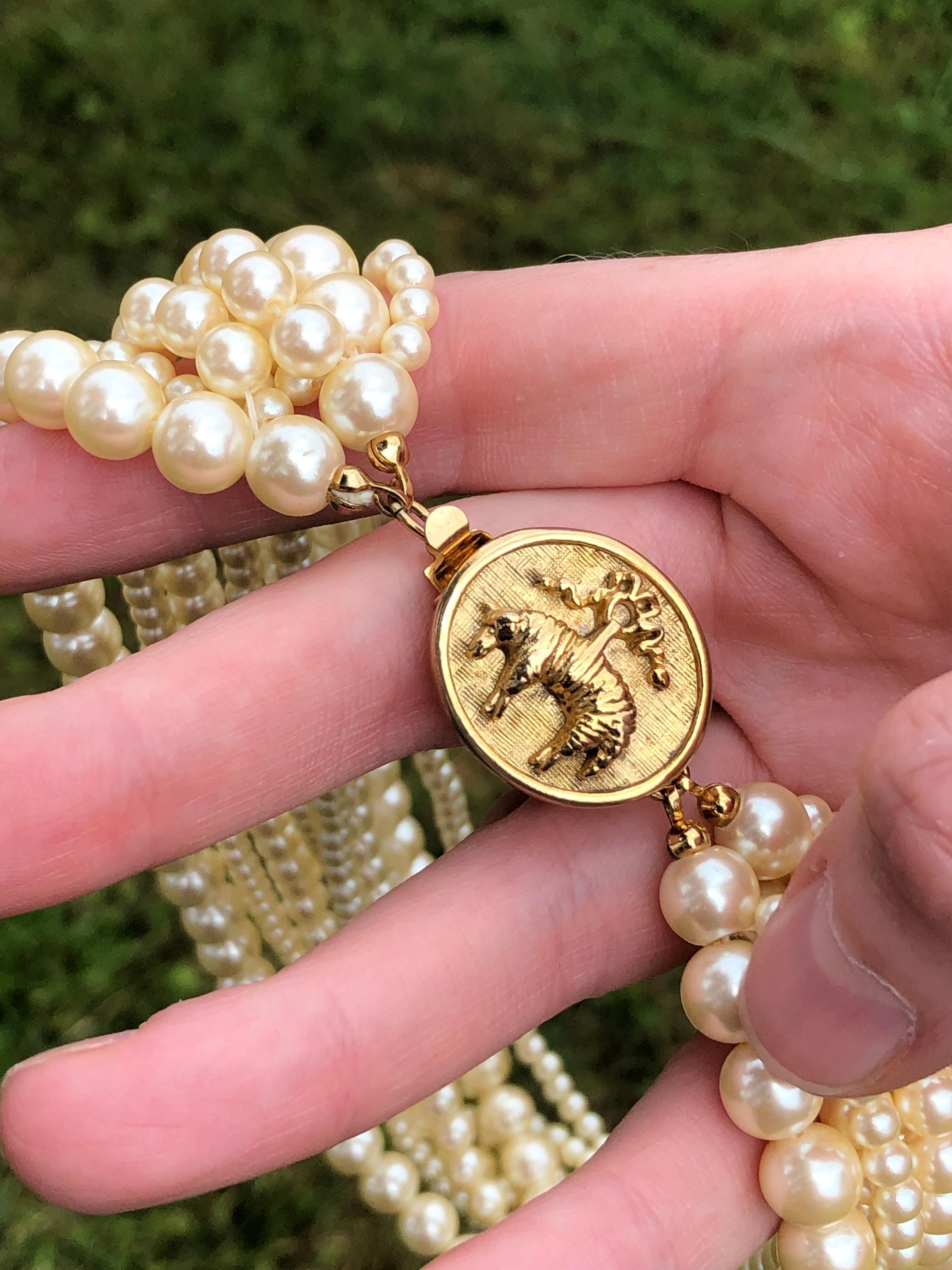 Brooks Brothers Faux Pearl Torsade Necklace With Sheep Clasp, 8