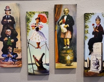 Haunted Mansion Stretching Room Canvas Prints: 4 Panel Portrait Set 24 x 8 4 Panel