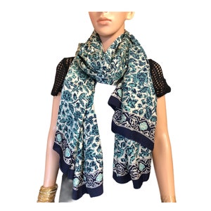 100% Silk Medium Scarf Green Color. Green Flower Head Scarf. Seamed Edges Leaves Print Fabric. Easy Use Silk Scarf. Scarf for Modern Women