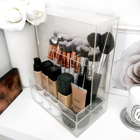 godt tildeling magnet Crystal Brush Holder With Lid Acrylic Makeup Storage - Etsy