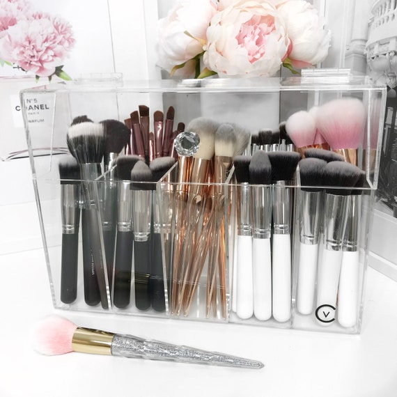 VC XL Brush Holder With Lid Acrylic Makeup Storage Organiser 