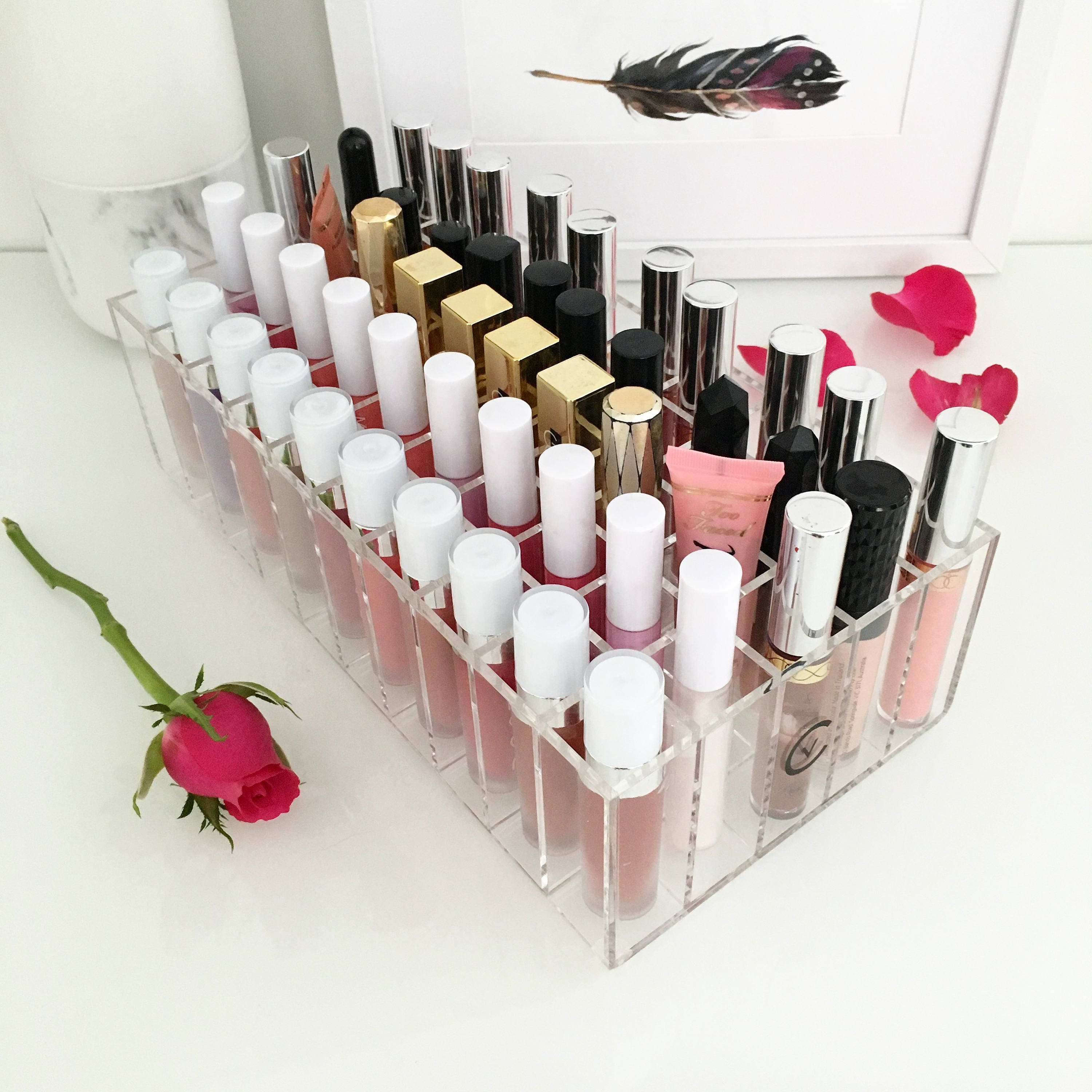 40 Compartment Lipstick Holder Clear Acrylic Lip Gloss Lipstick