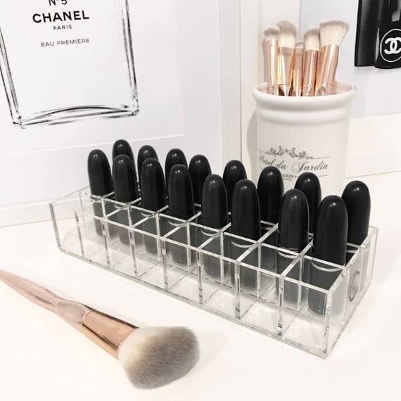 CHANEL LIPSTICK HOLDER Gift Makeup Organizer Brush Tray Case Black