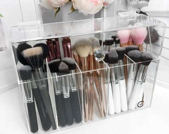 VC XL Brush Holder with lid - Acrylic makeup Storage organiser