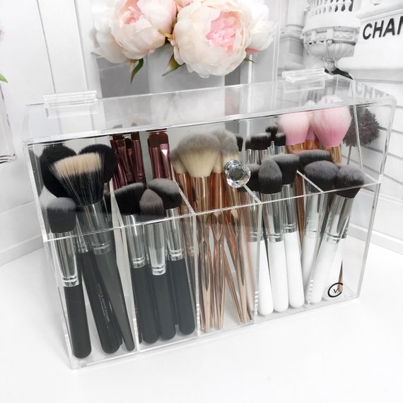 VC XL Brush Holder With Lid Acrylic Makeup Storage Organiser 