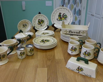 More Pieces Added! Nice 50&#39;s-70&#39;s Vernon Poppytrail Provincial Rooster Dishes By The Piece-Most Of Them Excellent!