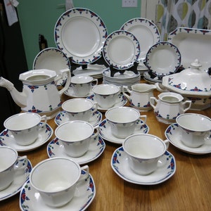 Updated Set Of Adams China &quot;Veruschka&quot; Pattern Dishes Mostly Excellent Condition With Serving Pieces!