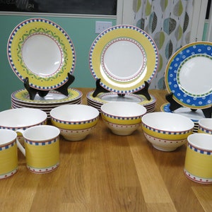 2000 Era Villeroy and Boch Twist Bea Fine China, Dinner Plates, Mugs, Soup Bowls & Rice Bowls  W/Twist Clea Salad Plates-Fun Mix and Match!
