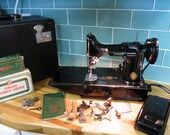 Excellent 1948 Singer Featherweight 221 Fully Cleaned, Tested, Lubed and Oiled W Original Case and Accessories