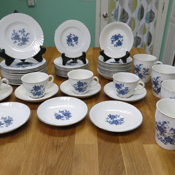 Great 1960's Wedgewood Ironstone With Unicorn Mark Royal Blue Pattern Assorted Dishes Made In England-Bunches of Them!