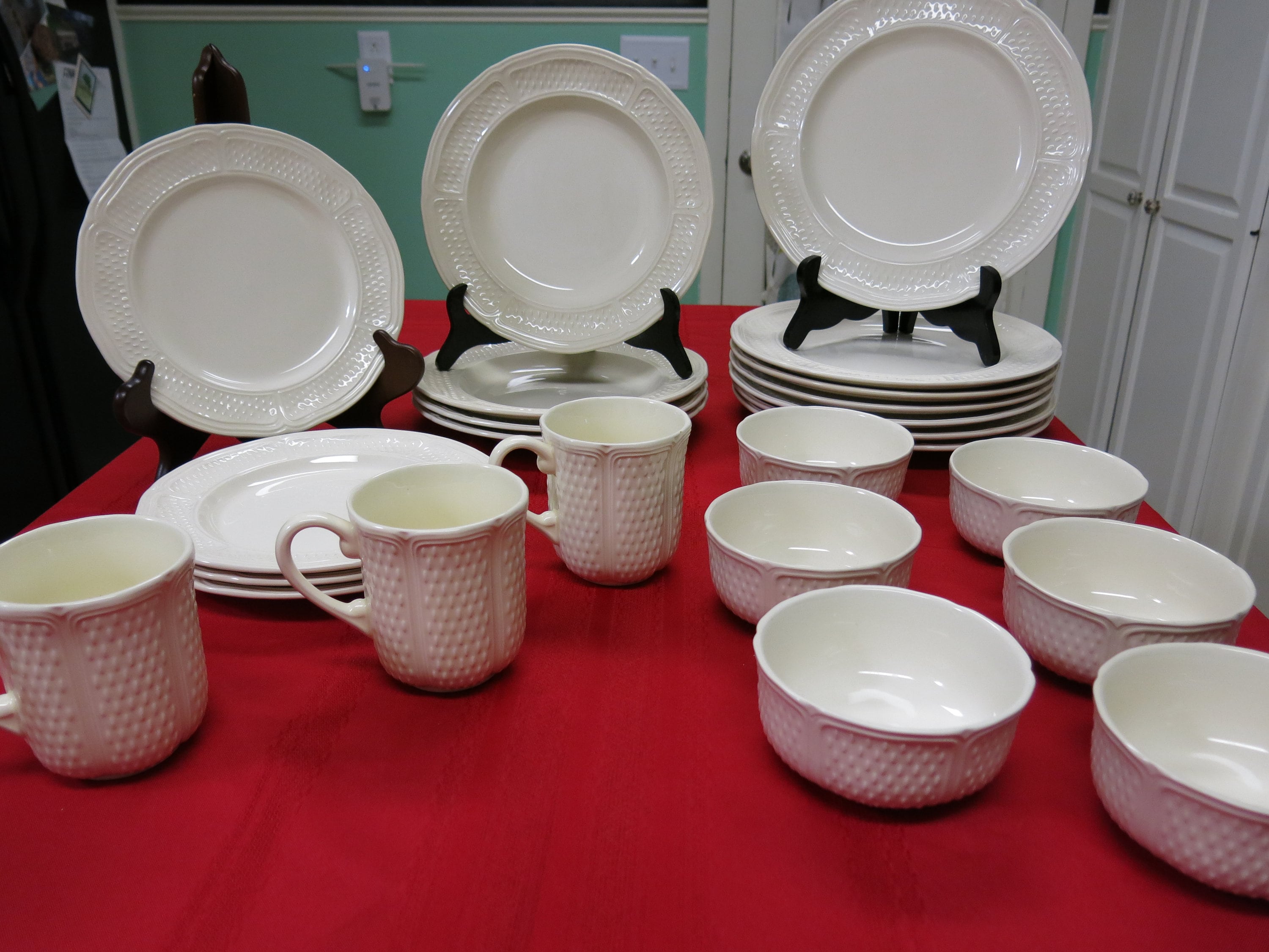Lovely Pont Aux Choux In Cream, by Faiencerie De Gien Featuring Embossed Scalloped Rim-Fancy French Dinnerware