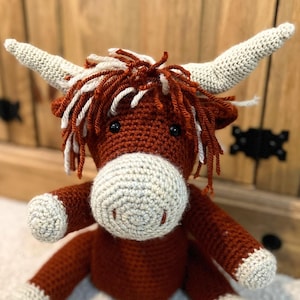 Crochet Highland Cow Pattern - PDF download amigurumi cow pattern, highland cow plush toy pattern  - Crochet Farm Animal Patterns Pattern