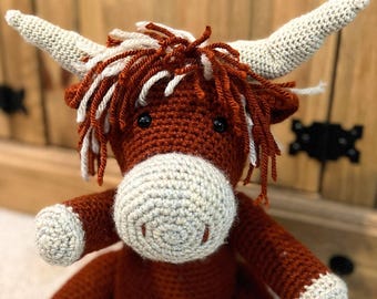 Highland Kuh Häkelanleitung - PDF download Amigurumi Kuh Anleitung, Highland Kuh Plüschtier Anleitung - Farm Animal Häkelanleitung