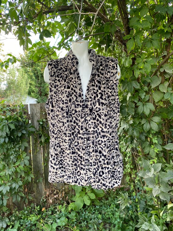 Leopard faux fur jacket vintage woman size 42 or … - image 1