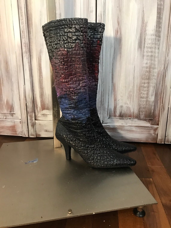 Canada West Buckwheat Blue Stitching Snip Toe Wstern Heel Women's Cowboy  Boots Leather Sole 3021 C - Big Valley Sales