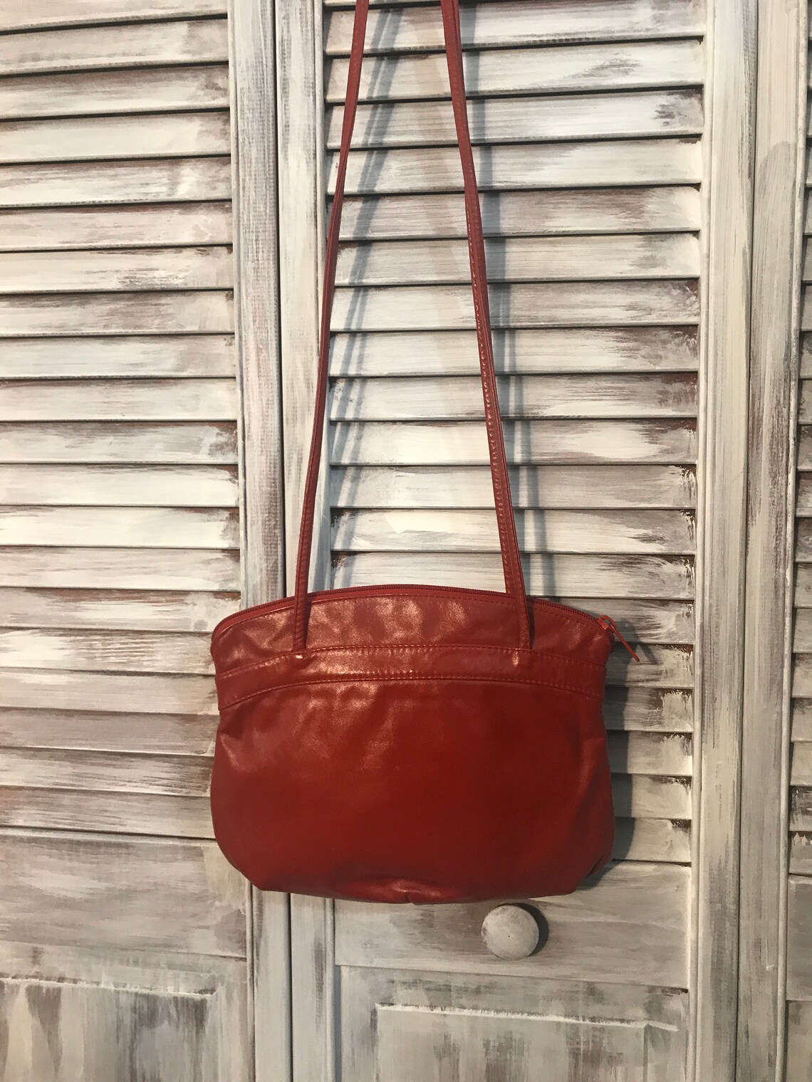 Vintage Handbag Small Red Leather Handbag Like New With - Etsy