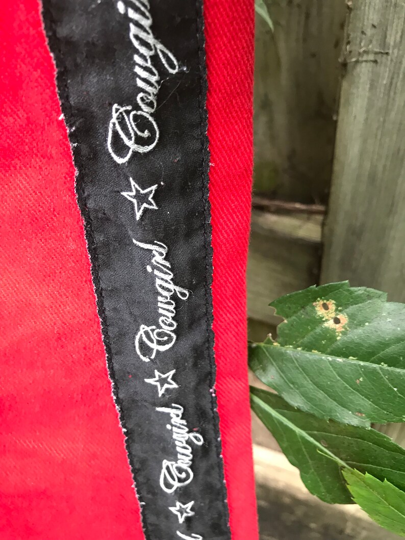 80/'s jeans Jeans registered cowgirl cowgirl trousers red with black band red