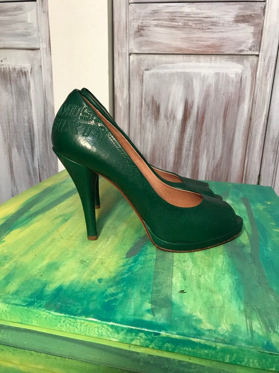 Women's peep toe shoe - Miss Sixty in emerald gre… - image 4